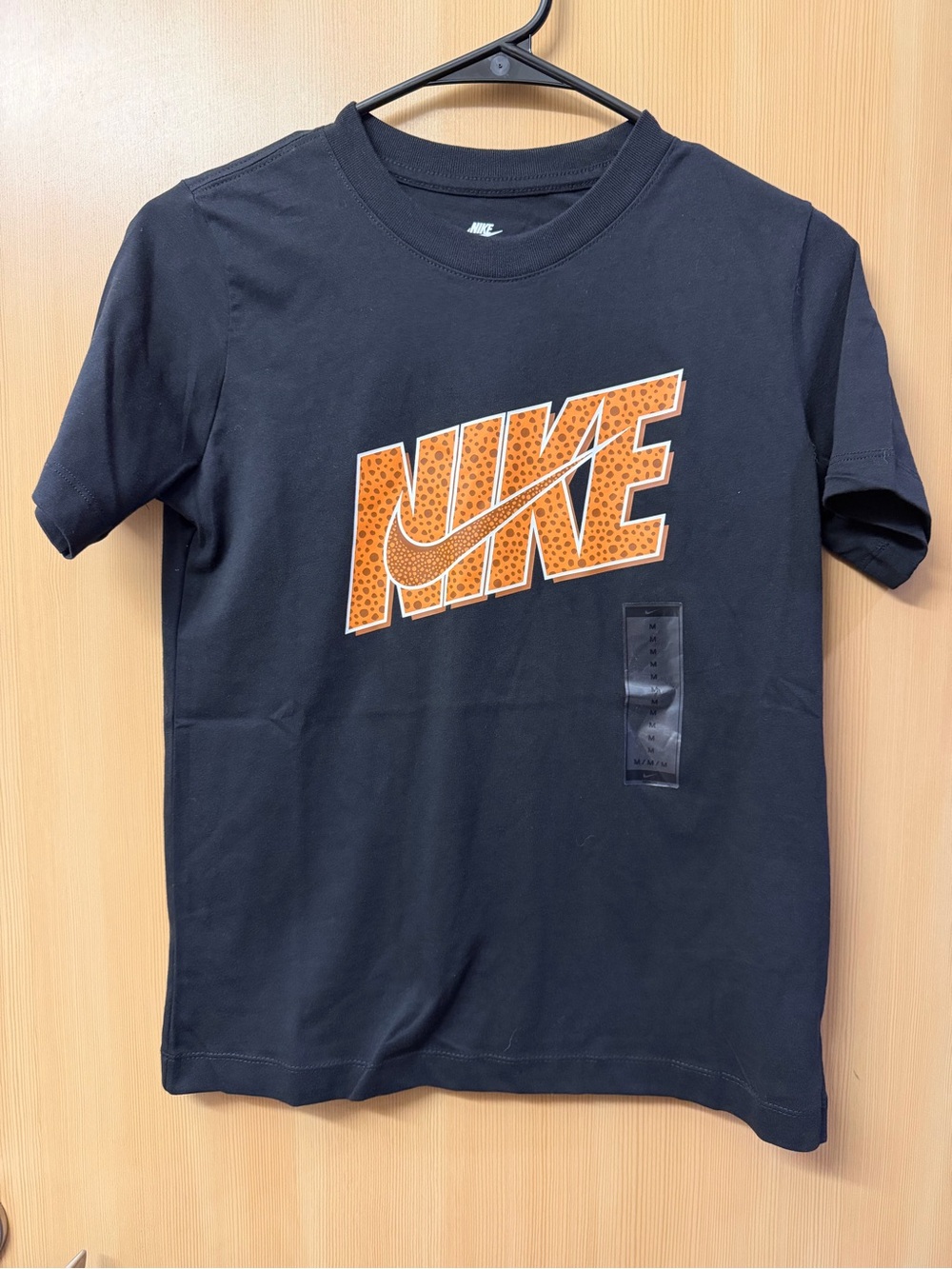 Nike Black Short-Sleeve Tee with Orange Graphic Logo